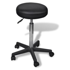 Obrotowy stołek biurowy czarny, krzesło na kółkach bez oparcia