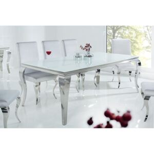 Stół jadalniany Modern Baroque biały szklany blat stylizowane nogi 200x75x105cm (Z37904)