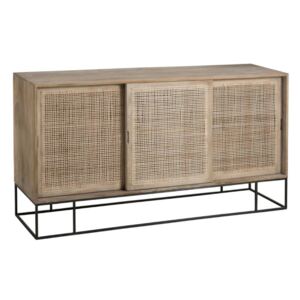 Komoda, szafka Cabinet Sliding, drewno, trzcina, 85x160x45 cm (JL91010)