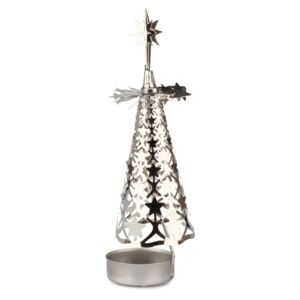 Świecznik bożonarodzeniowy metalowy Choinka, srebrny