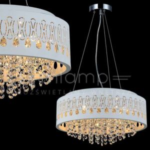 Wisząca LAMPA glamour DORIS MDM-2582/4W Italux ażurowa OPRAWA metalowa zwis z kryształkami crystal biały