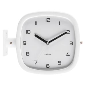 Biały zegar ścienny Karlsson Slides, 29x24,5 cm
