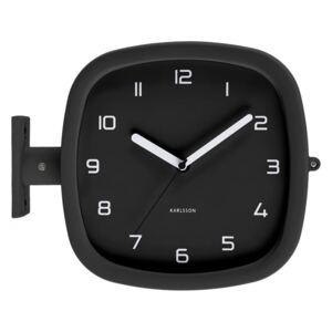 Czarny zegar ścienny Karlsson Slides, 29x24,5 cm