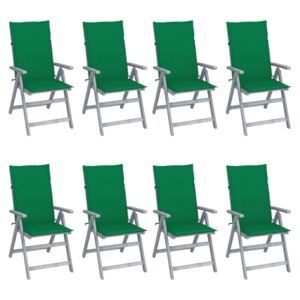 Rozkładane krzesła ogrodowe z poduszkami, 8 szt., lita akacja