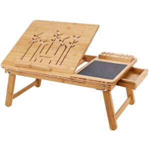 AmeliaHome - Wielofunkcyjny stolik pod laptopa Śniadaniowy Bambusowy RUSTIC