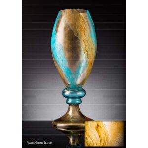 Złoto-niebieski wazon ozdobny z Włoch