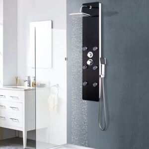 Panel prysznicowy, szkło, 25 x 44,6 x 130 cm, czarny