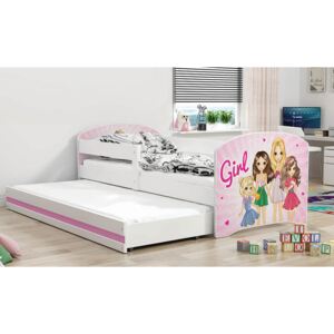 Łóżko LUKI dwuosobowe wysuwane 160x80 białe, Kolor: Girl