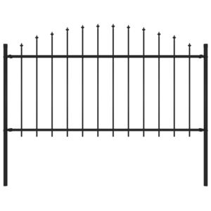 Panel ogrodzeniowy z grotami, stal, (1,25-1,5) x 1,7 m, czarny