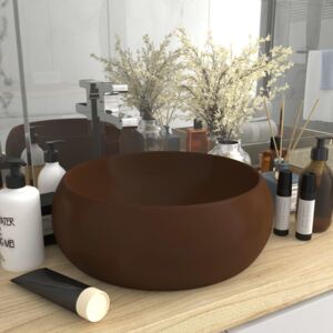 Luksusowa, okrągła umywalka, matowy brąz, 40x15 cm, ceramiczna