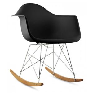 OneConcept Aurel Fotel bujany w stylu retro siedzisko z polipropylenu drewno brzozowe czarny