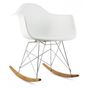 OneConcept Aurel Fotel bujany w stylu retro siedzisko z polipropylenu drewno brzozowe biały