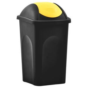 Kosz na śmieci z uchylną klapą, 60 L, czarno-żółty