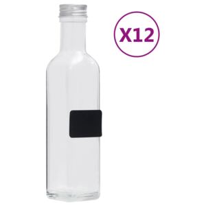 Szklane butelki z zakrętkami, 12 szt., kwadratowe, 250 ml