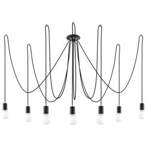 Lampa wisząca żyrandol SOLLUX LIGHTING Edison 7, czarna, 7x60 W