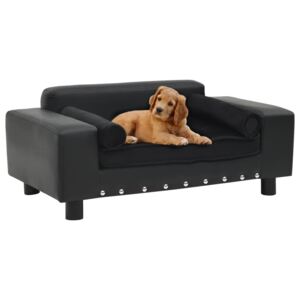 Sofa dla psa, czarna, 81x43x31 cm, plusz i sztuczna skóra
