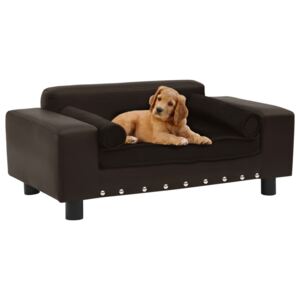 Sofa dla psa, brązowa, 81x43x31 cm, plusz i sztuczna skóra