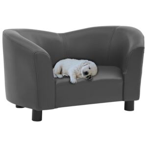 Sofa dla psa, szara, 67x41x39 cm, sztuczna skóra