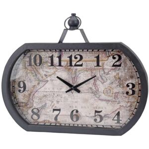 Zegar ścienny WORLD MAP, 50 x 40 cm - metalowy