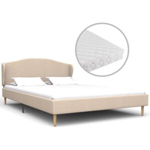 Rama łóżka tkaninowa z materacem PERVOI, beżowa, 140x200 cm
