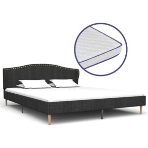 Łóżko tapicerowane z materacem PERVOI, szare, 180x200 cm
