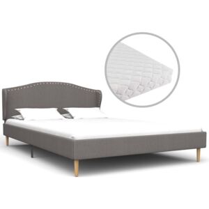 Rama łóżka tkaninowa z materacem PERVOI, szara, 140x200 cm