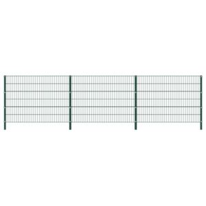Panel ogrodzeniowy ze słupkami, żelazny, 5,1 x 1,2 m, zielony