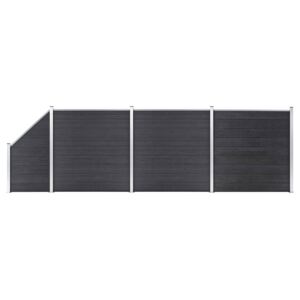 Ogrodzenie WPC, 3 panele kwadratowe, 1 skośny, 619x186cm, szare