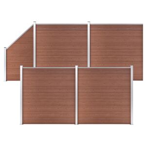 Ogrodzenie WPC, 4 panele kwadratowe, 1 skośny, 792x186 cm, brąz