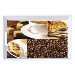 Taca śniadaniowa z melaminy, motyw kawy, 40 x 30, KESPER