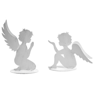 Komplet 2 dekoracyjnych aniołków z metalu Ego dekor Angels, wys. 16,5 cm