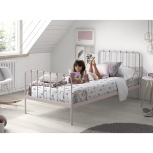 Metalowe łóżko dziecięce Alice, różowe