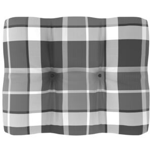 Poduszka na sofę z palet, szara krata, 50x40x12 cm