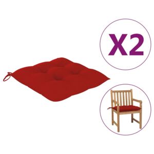 Poduszki na krzesła 2 szt., czerwone, 50x50x7 cm, tkanina