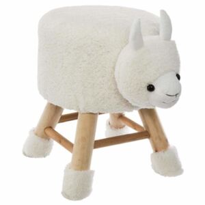 Pufa na drewnianych nogach w kształcie owcy, kolor biały, Atmosphera