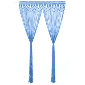 Zasłona z makramy, niebieska, 140 x 240 cm, bawełna