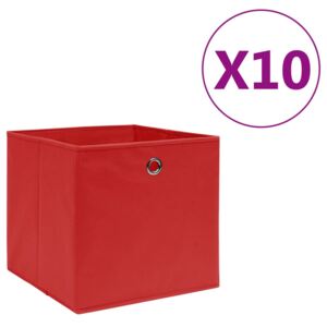 Pudełka z włókniny, 10 szt., 28x28x28 cm, czerwone