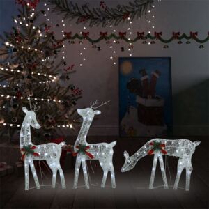 Ozdoba świąteczna: rodzinka reniferów, 270x7x90 cm, srebrna