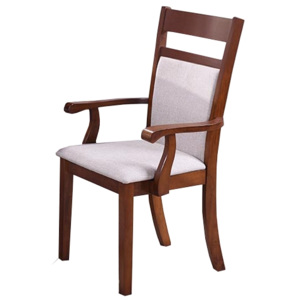 Krzesło drewniane tapicerowane Victoria Red Oak/Light Beige, l46,8xA40xH99 cm