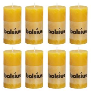Bolsius Rustykalne świece pieńkowe, 8 szt., 100 x 50 mm, żółta ochra