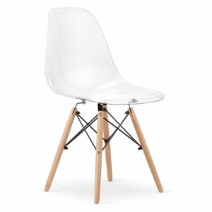 Krzesła skandynawskie przezroczyste ▪️ OSAKA ▪️ 3666 ▪️ nogi drewniane ▪️ 4 sztuki