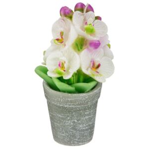 Świeca dekoracyjna Orchidea w donicy, 14 cm, kolor różowy