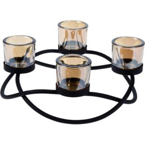 Metalowy świecznik okrągły, 4 tealighty, kolor czarny