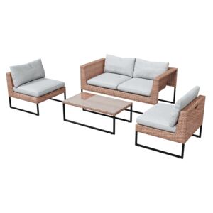 SELSEY Zestaw ogrodowy Darkone sofa z dwoma fotelami i stolik