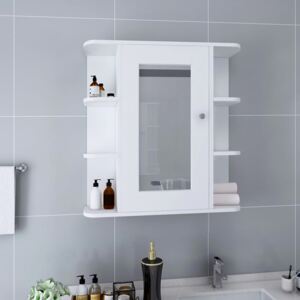 Szafka łazienkowa z lustrem, biała, 66x17x63 cm, MDF