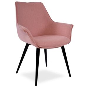 Tapicerowane krzesło FABIO różowe - czarne nogi