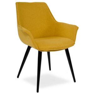 Tapicerowane krzesło FABIO musztardowe - czarne nogi