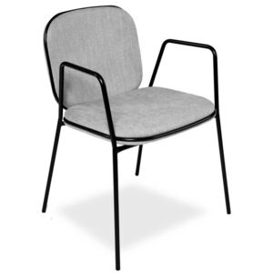 Krzesło tapicerowane LUNA szare - czarna podstawa