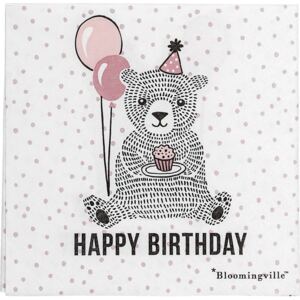 Serwetki papierowe Happy Birthday Bear różowe 20 szt