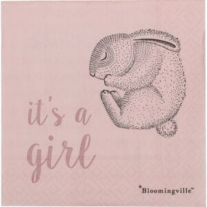 Serwetki papierowe Bloomingville Mini It's A Girl z królikiem 20 szt